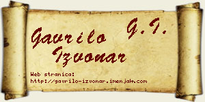 Gavrilo Izvonar vizit kartica